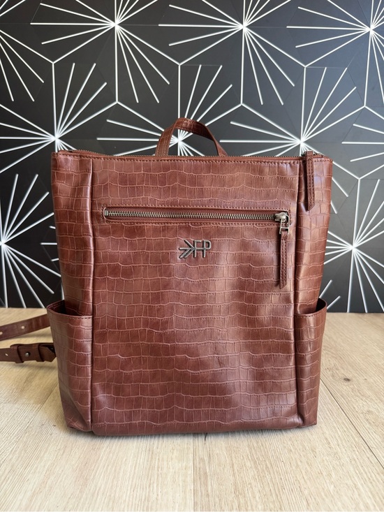 Freshly Picked Handbags - Freshly Picked Mini Minimal Backpack - Chocolate Croc Embossed Vegan Leather